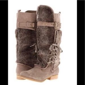 NAUGHTY MONKEY 🙊 Suede Faux fur LEATHER Boots .. ( READ DESCRIPTION ⬇️